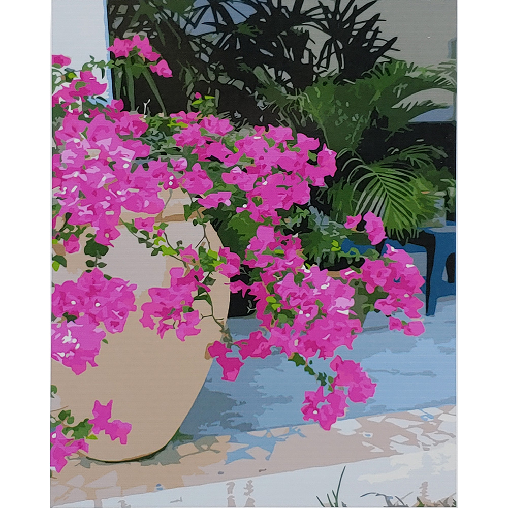 Pink flowers on the windowsill with varnish size 40х50 sm (SY6824)