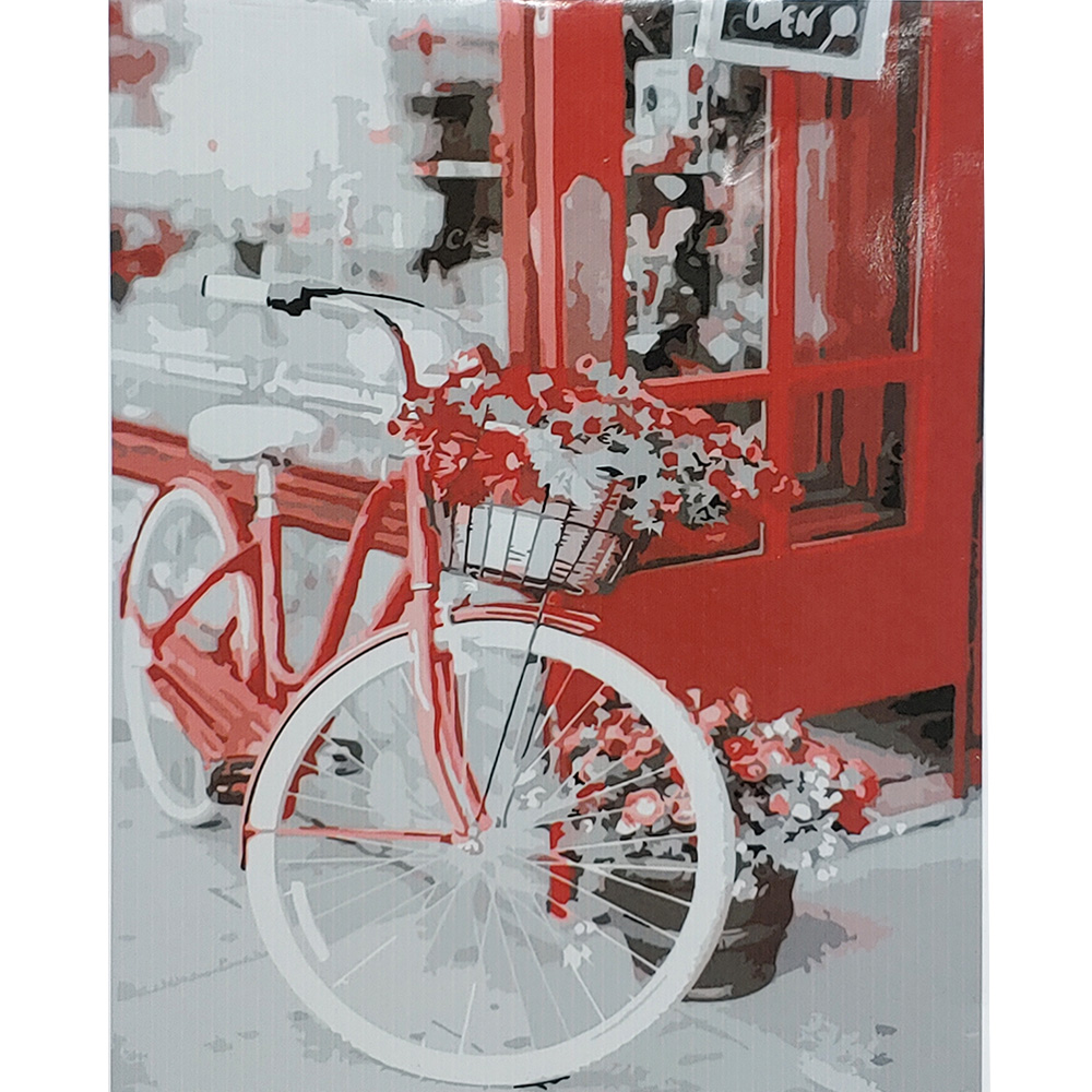 Bicycle with flowers with varnish size 40х50 sm (SY6857)