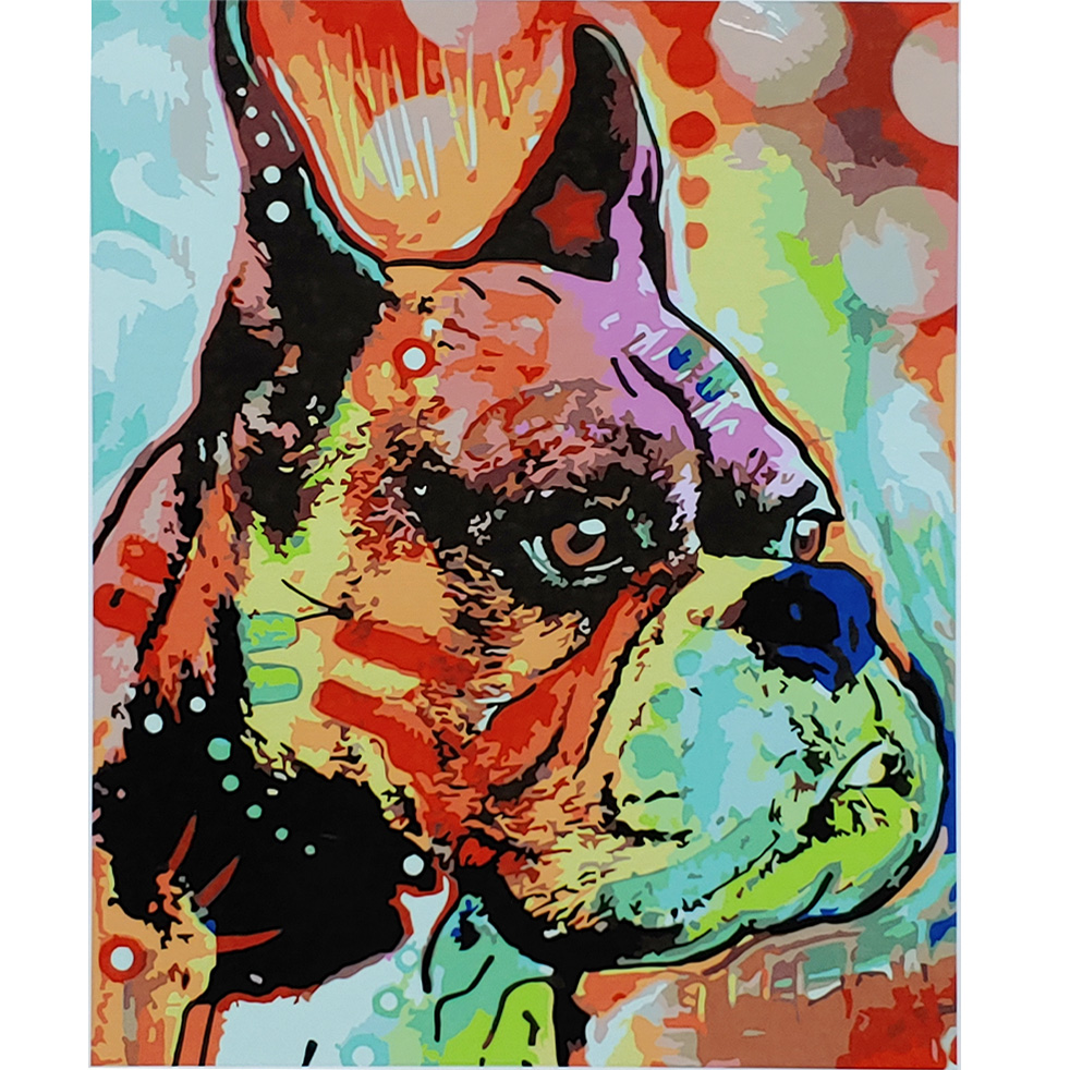 Colorful bulldog with varnish size 40х50 sm (SY6875)