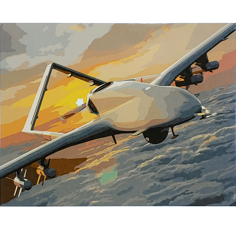 Bayraktar among the clouds with varnish size 40х50 sm (SY6936)