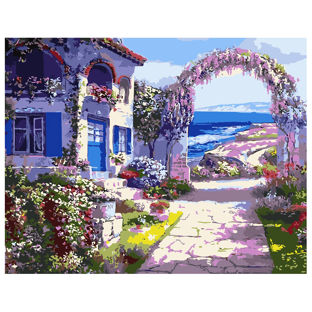 VA-0481 "House with flowers", 40x50 cm