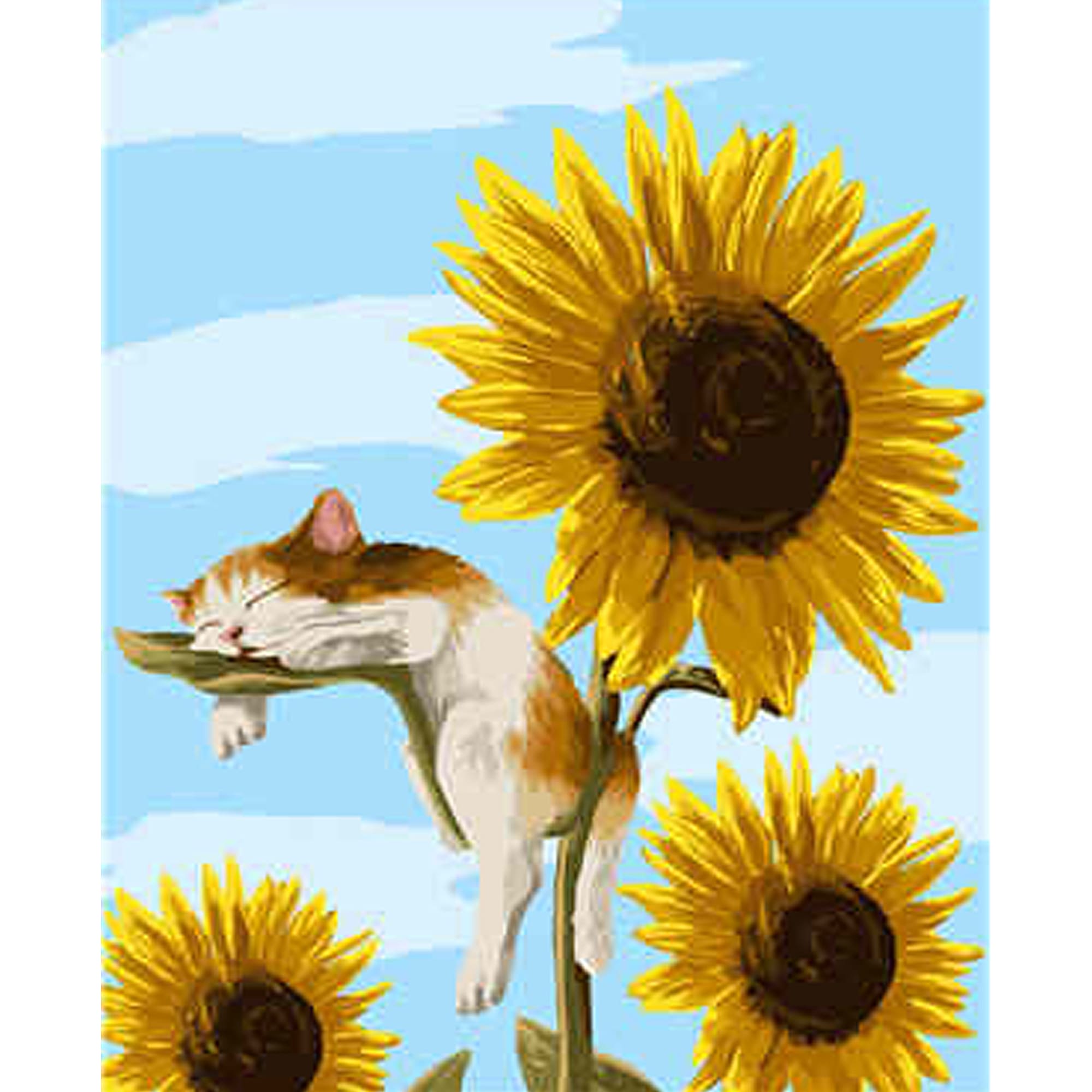 Kitten on a sunflower with varnish and level 40x50 cm (VA-0925)
