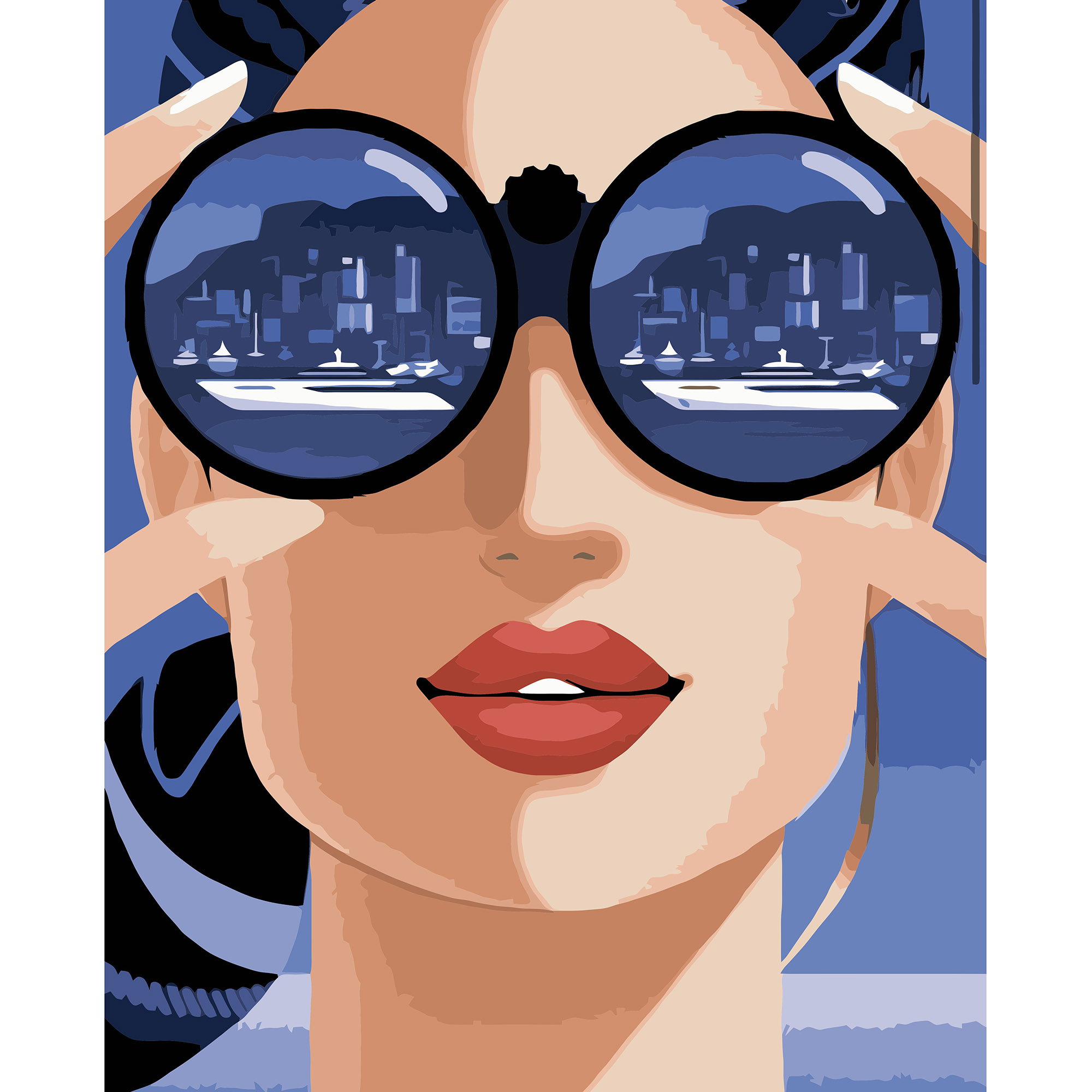 VA-3179 "City through binoculars", 40x50 cm