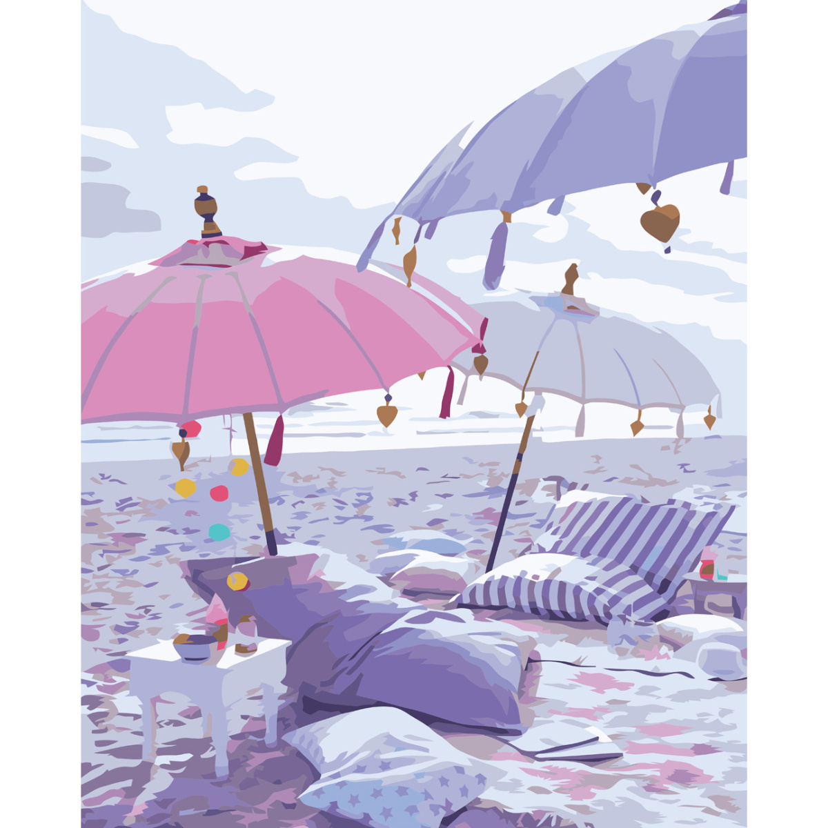 Umbrellas on the beachwith varnish size 40х50 sm VA-3736