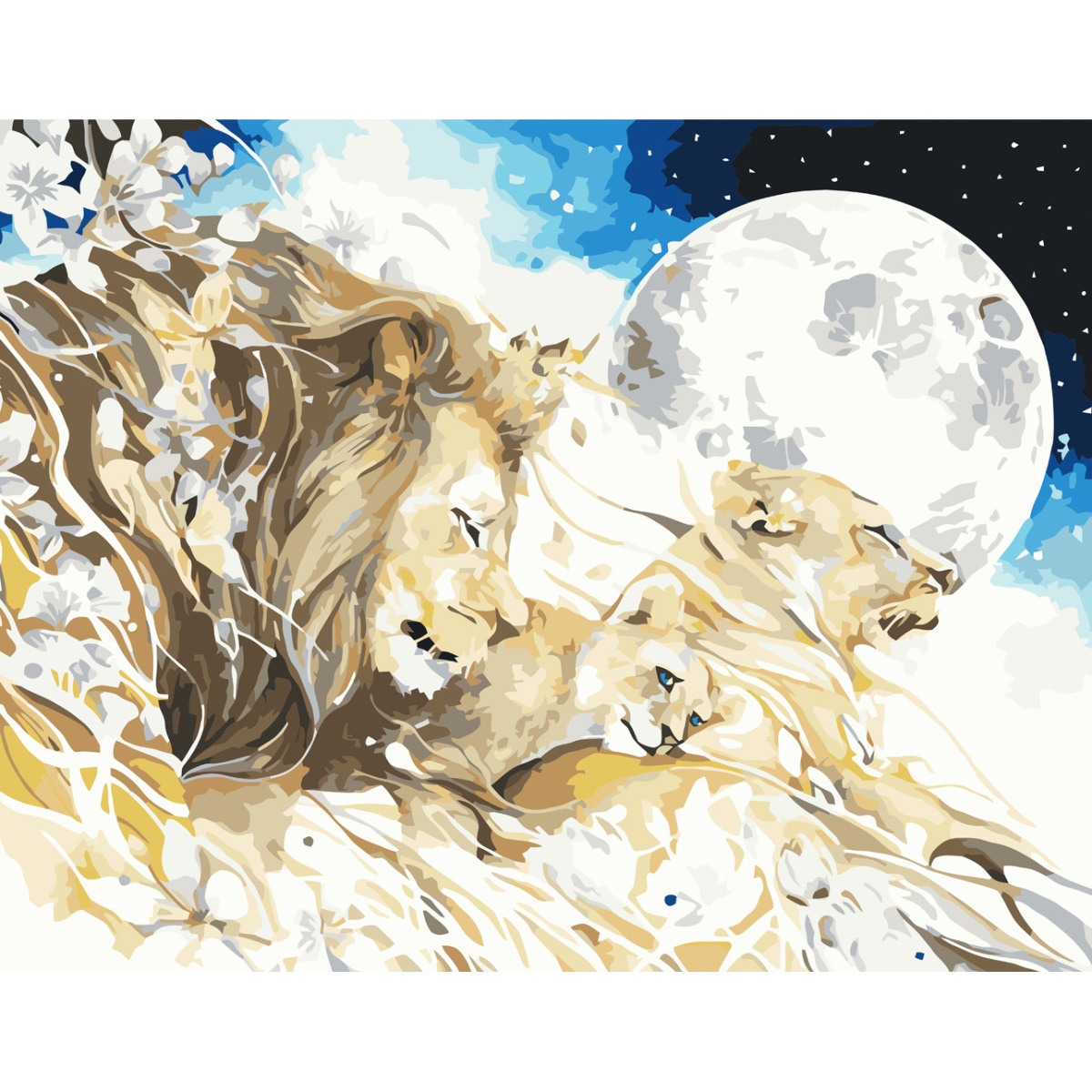 Lion familywith varnish size 40х50 sm VA-3765
