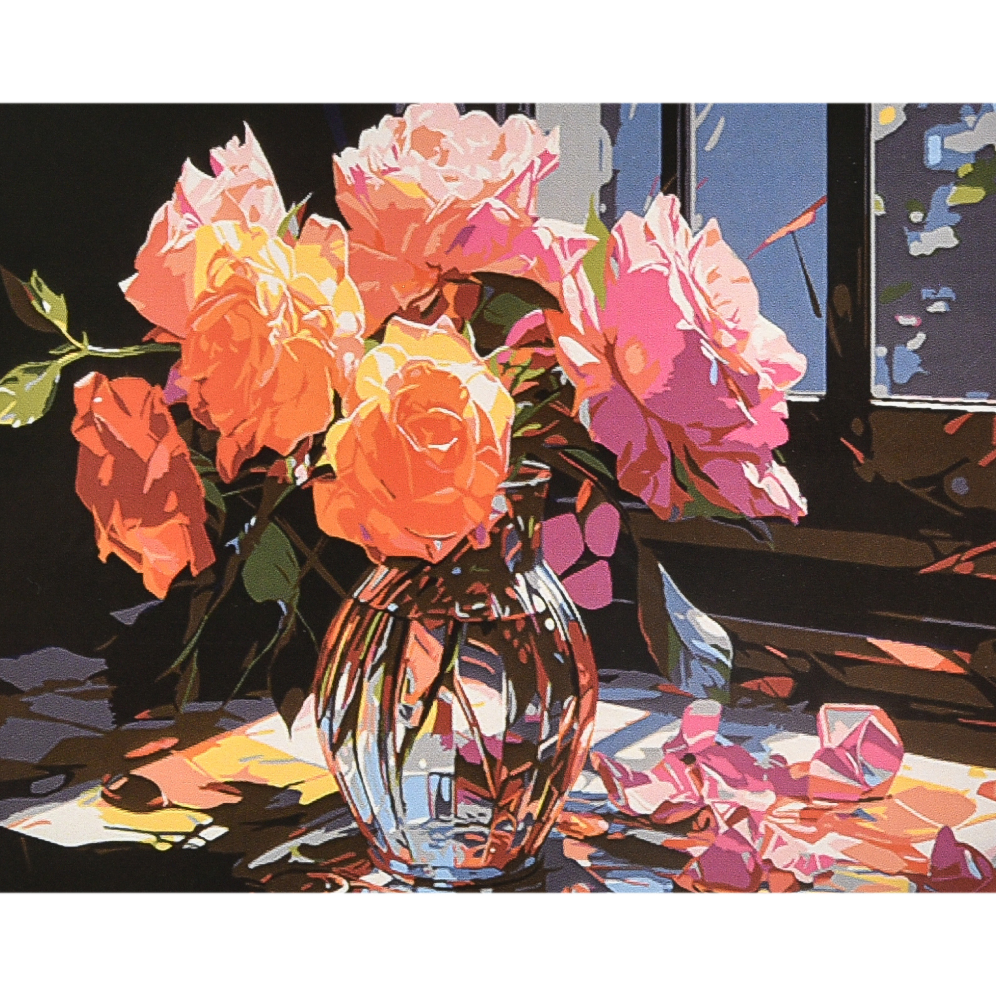 Flower bouquet in a vase with varnish and level size 40x50 cm (VA-4613)