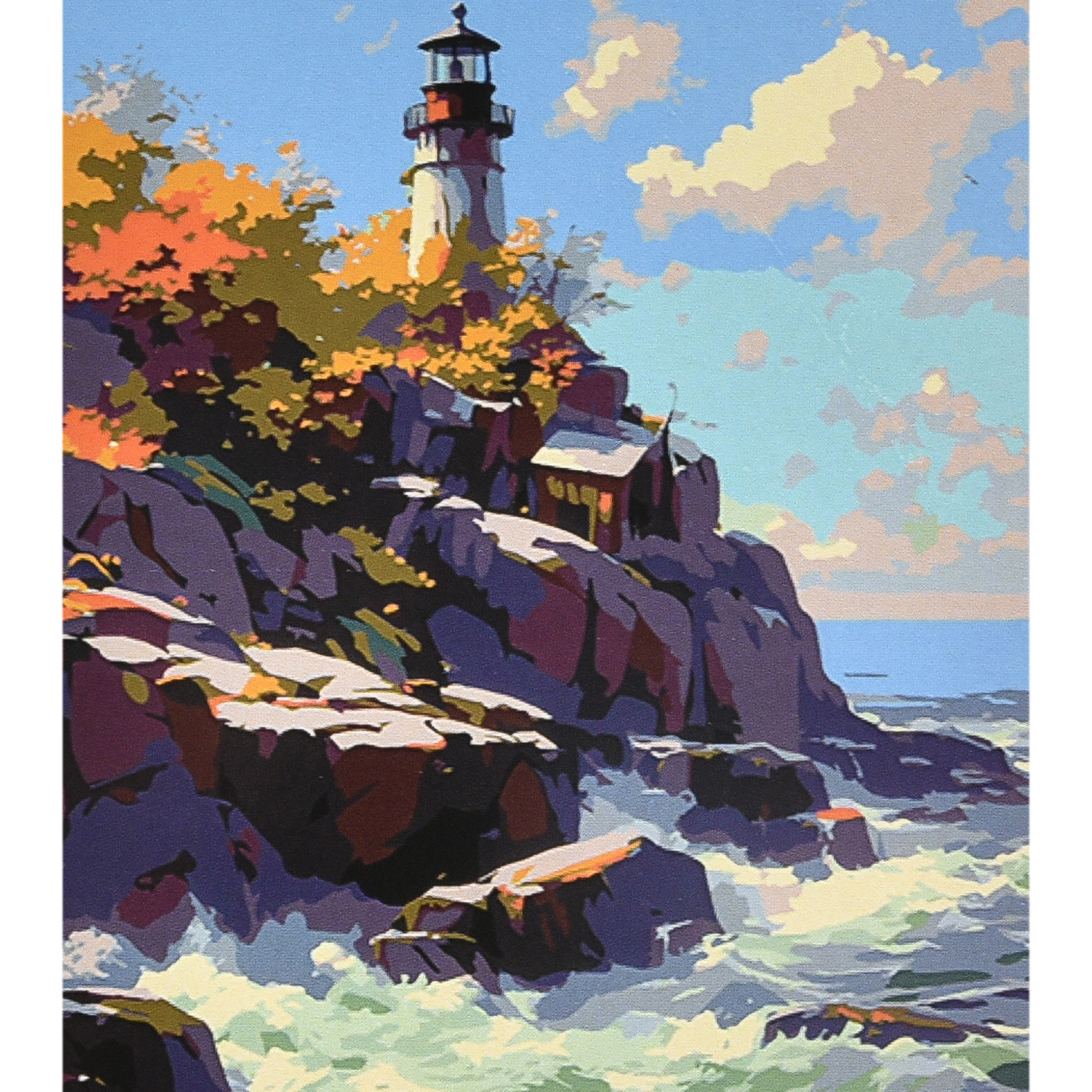 Lighthouse in a stormy sea with varnish and level size 40x50 cm (VA-4628)