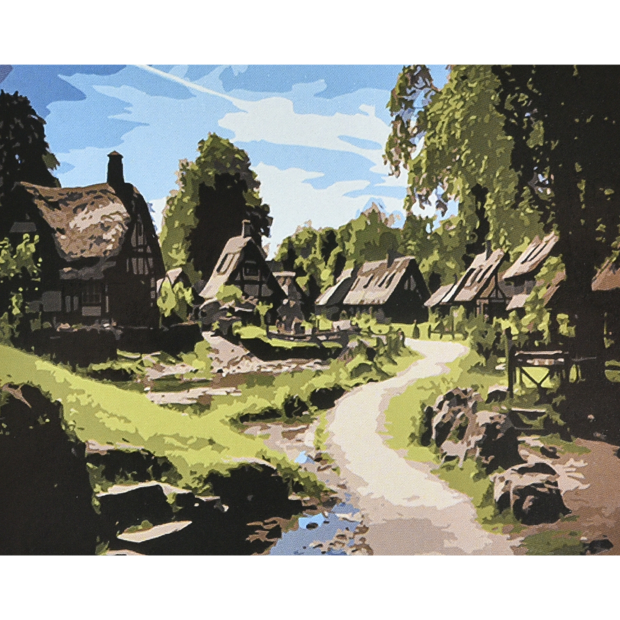 Village in the embrace of nature with varnish and level size 40x50 cm (VA-4637)