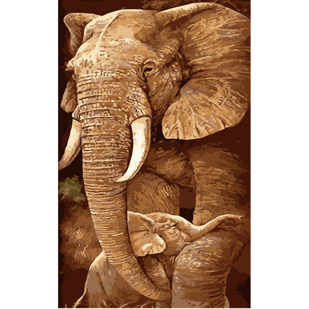 Baby elephant with mom size 50x25 cm (WW034)