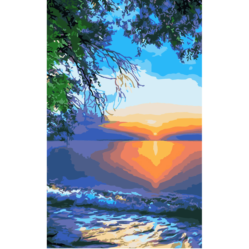 Sunset by the water size 50x25 cm (WW036)