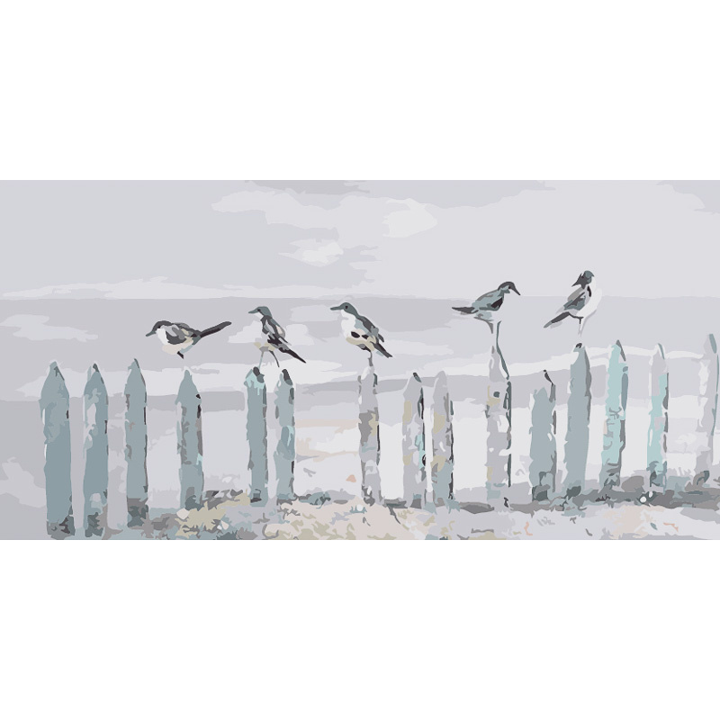 Seagulls on Strateg posts, 50x25 cm (WW064)