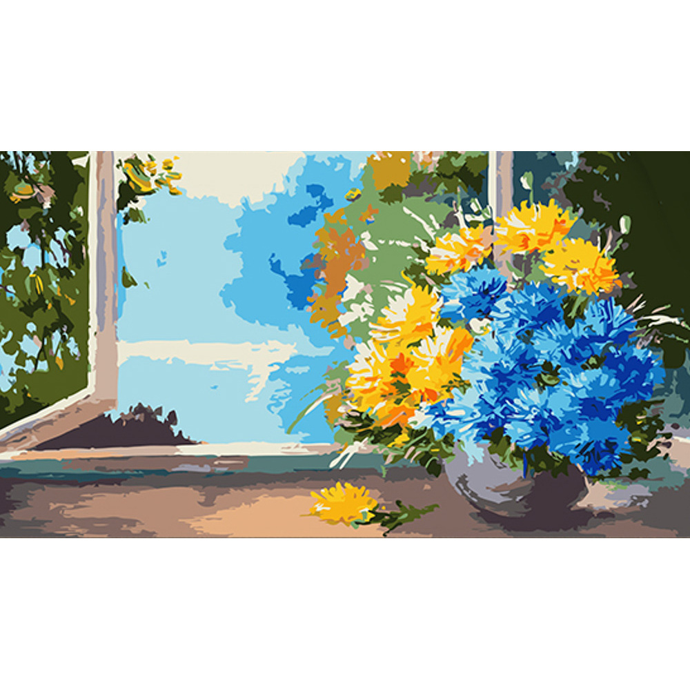 Bouquet of flowers on the window 50x25 cm (WW181)