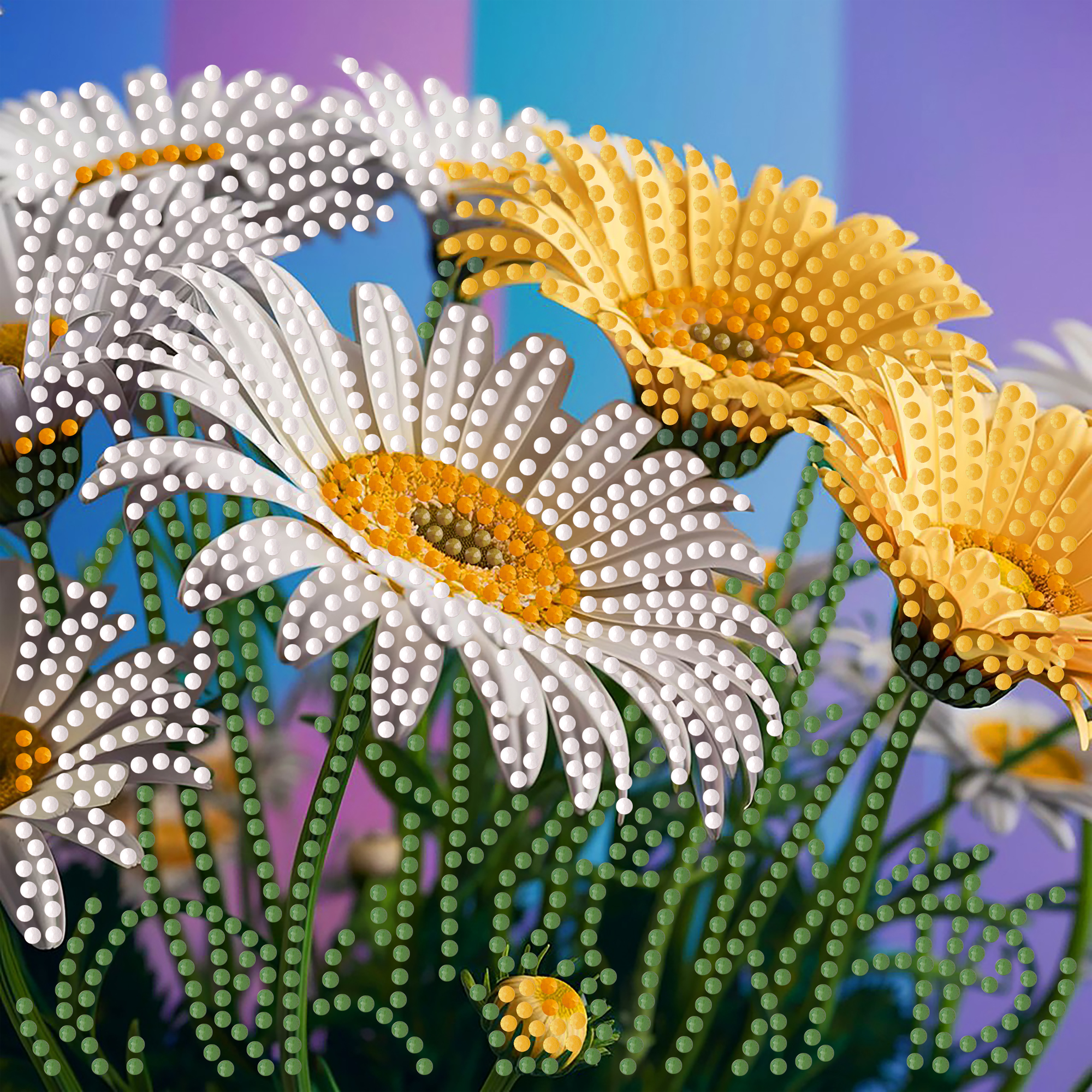 Yellow and white bouquet on a paper base size 18x18 cm (ZAV1818-18)