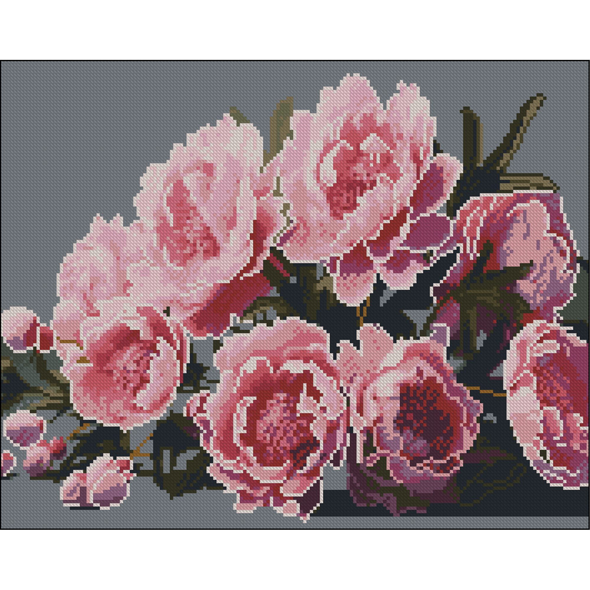 Peony branch without a frame size 40x50 cm (ZAV4050-12)