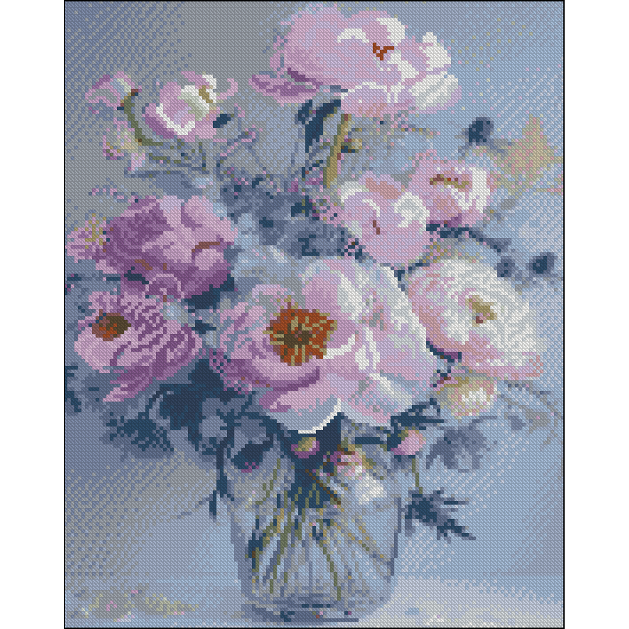 Vase with flowers without a stretcher, size 40x50 cm (ZAV4050-45)