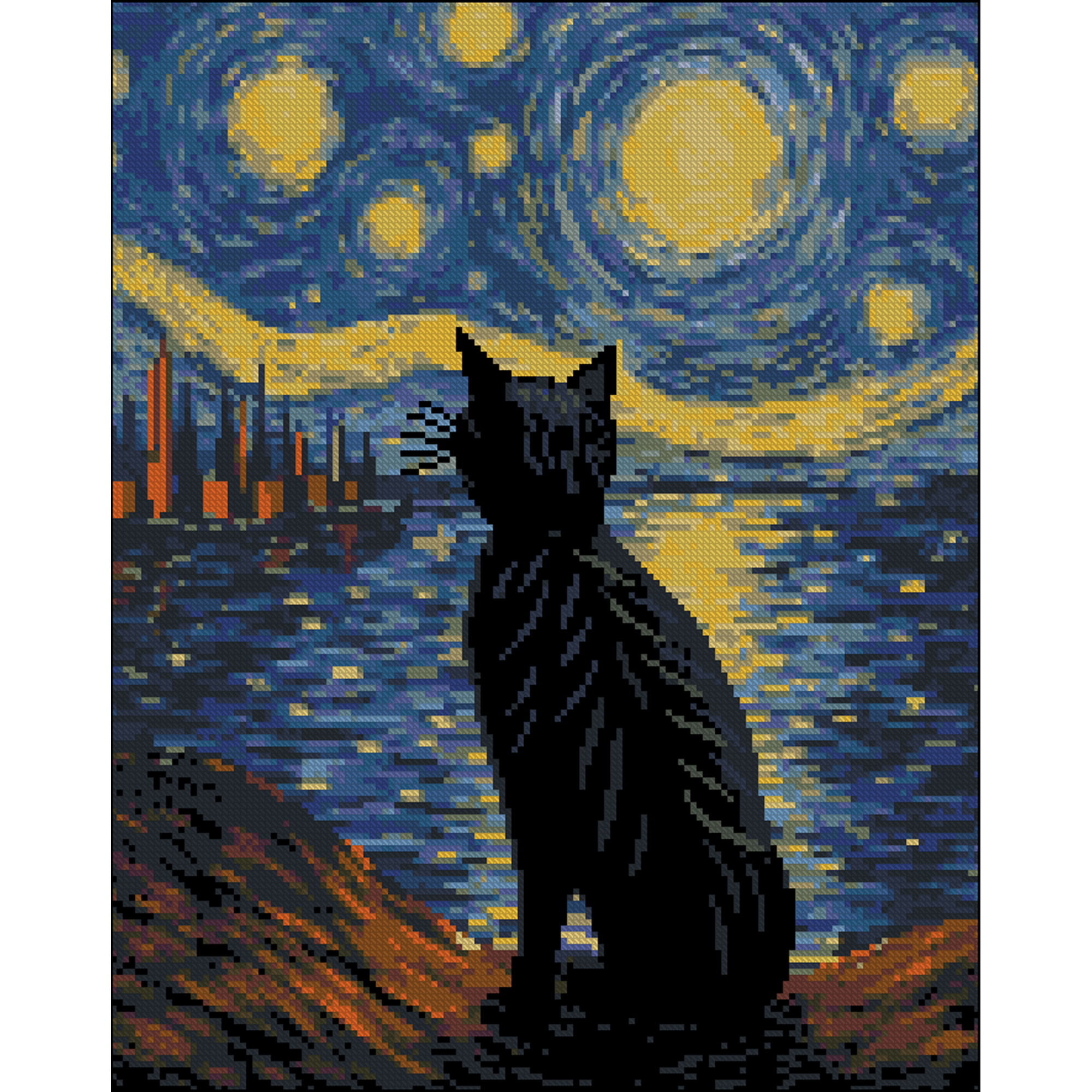 Starry cat without a frame size 40x50 cm (ZAV4050-5)